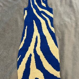 Princess Polly Blue and Cream Knit Top